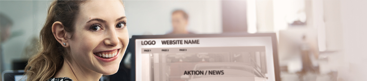 Woman working on building her website for a car wash.